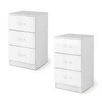costway juego de 2 mesitas auxiliares 3 cajones almacenamiento antivuelco dormitorio sala estar blanco