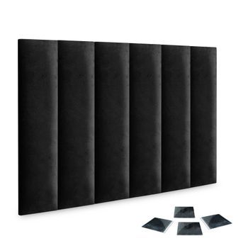 Dhome Juego De 6 Paneles Tapizados De Terciopelo Premium Pack Autoadhesivos Para Pared Acústicos Absorbentes Protección Impactos (negro, 60x20cm, X6)