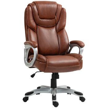 HOMCOM Silla de oficina silla de escritorio con función de balanceo ruedas giratorias 360° 66x75,5x115,5-124,5 cm Marrón   Aosom España