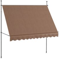 outsunny toldo manual retractil con manivela 300x120x210-300 cm con altura ajustable impermeable y anti-uv cafe