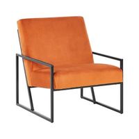 sillon moderno glamour decorativo estructura de metal negro tapiceria de terciopelo naranja delary