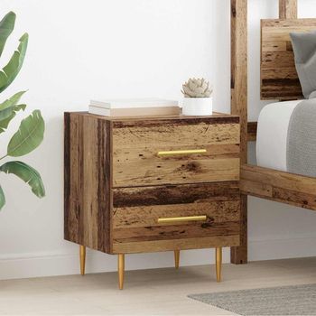 Mesita De Noche 2 Uds - Mueble Dormitorio - Madera Contrachapada - Madera Vieja (40x35x47.5cm)