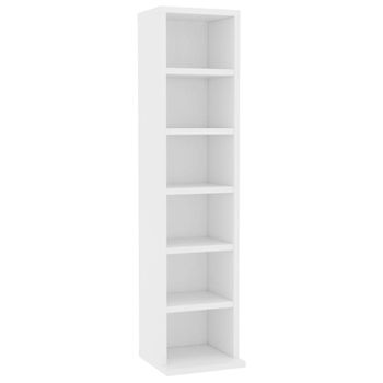 Estantería para cds de madera contrachapada blanco 21x20x88 cm