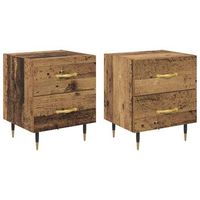 juego de mesitas de noche - armarios de noche con cajon madera vieja 40 x 35 x 475 cm mc6864