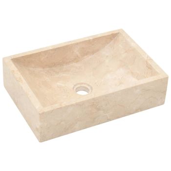 Lavabo de mármol blanco crema con brillo 45x30x12 cm
