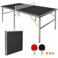 mesa de ping pong - juego de tenis de mesa - mdf y acero - negro 182x91x762cm