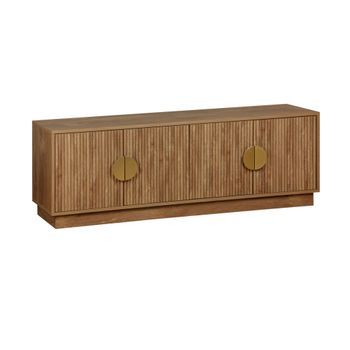 Mueble Tv 4 Puertas Efecto Madera De Mango Exótico, 140cm, Efecto