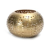 portavelas de laton en dorado 16x16x10 cm