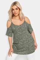yours top hombros descubiertos caqui estampado animal mujer curvy y tallas grandes yours