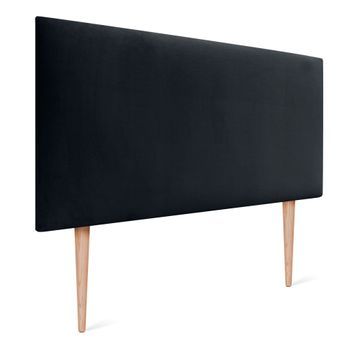 Dhome Cabecero De Terciopelo Liso 90x105 Con Patas Camas 80/90 - Negro