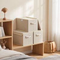 cajas de almacenamiento con tapa de tela plegables con asas juego de 3