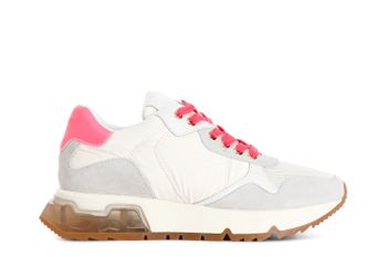 zapatillas running de mujer de nailon y ante white/fuchsia 36