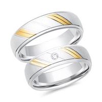alianzas 8 quilates oro amarillo-blanco con diamante