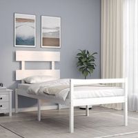 cama individual  cama para adultos  cama para personas mayores con cabecero madera maciza blanco cfw418272