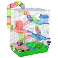 jaula pawut para hamster y gerbil de 5 niveles habitat seguro con valla metalica tuneles rueda casa y juguetes