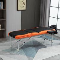 cama de masaje de pu aluminio homcom 210x81x85 cm - negro y naranja