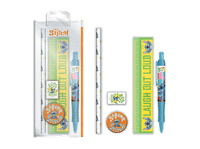 pack papeleria - sherwood lilo  stitch 1x lapiz estuche de plastico regla sacapuntas goma borrar