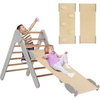 3 en 1 triangulo de escalada con rampa ajustable para escalar y deslizarse costway 85 x 48 x 74 cm