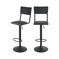 set de 2 sillas de bar ajustables 6080 cm en madera negra