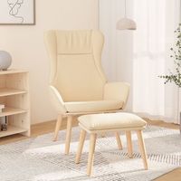 vidaxl sillon de relax con taburete tela color crema