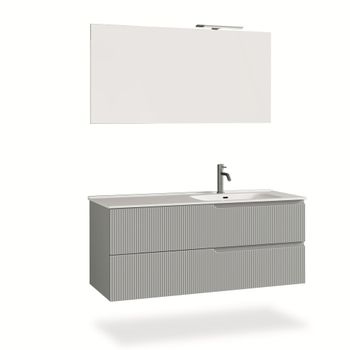 Mueble de baño bañera derecha 4 piezas en mdf gris mate