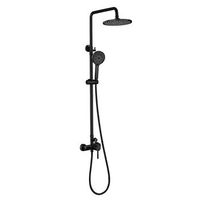 kibath columna ducha 2 vias monomando oso redonda de 83-120 cm acabado negro mate fabricado en laton