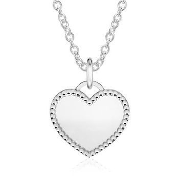 Cadena grabable de plata 925 con colgante de corazón