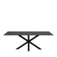 mesa de comedor para 8 personas de ceramica y metal - negro