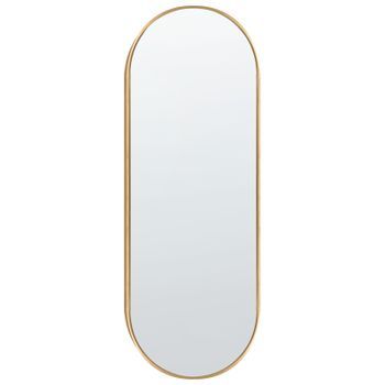 Espejo De Pared Marco De Metal Estilo Glam 46 X 122 Cm Dorado Azeville