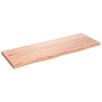 Encimera De Baño Madera Maciza Tratada Marrón Claro 80x30x2 Cm