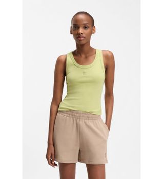 HUGO para mujer. 50514489 Camiseta Datamia amarillo verdoso (XS), Casual, Algodón, Sin mangas / Tirantes