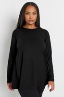 yours top negro manga larga con vuelo mujer curvy y tallas grandes yours
