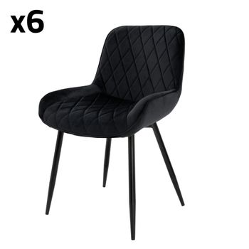 6x Sillas de comedor negro tapizado transpirable respaldo ergonómico