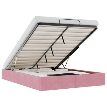 Estructura Cama Otomana Sin Colchón Terciopelo Rosa 140x190 Cm Vidaxl