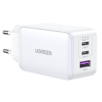 Ugreen Nexode Cargador Carga Rápida Gan 65w 2 USB-C + 1 USB-A Blanco