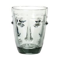 vaso con rostro de vidrio tintado gris