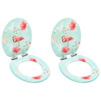 asientos de inodoro tapa cierre suave 2 uds mdf diseno flamenco vidaxl