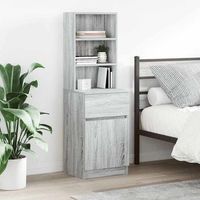 mesilla de noche - mueble de dormitorio - madera de ingenieria - gris sonoma 39x35x125cm