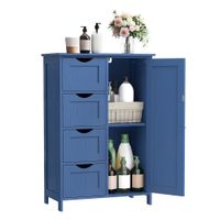 armario de bano estrecho comoda con cajones estante ajustable azul bahia  con 4 cajones 30p x 55a x 82a cm