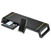 soporte monitor ewent ew1268 negro 4 usb 30 rgb aacho ajustable cajon organizador