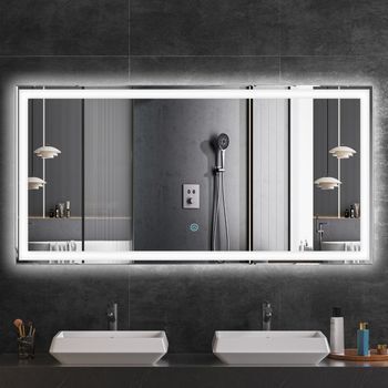 Espejo De Baño Con Luz Led 120 X 60 Cm, Rectangular, Antivaho, 3 Colores Dimmable - Lomazoo Memphis