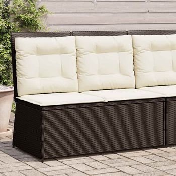 Sillón Reclinable De Jardín | Silla De Exterior Con Cojines Ratán Sintético Marrón Cfw483752