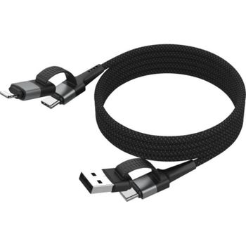Cable de carga magnético 4 en 1 Ansmann 1,2 m USB A/USB C y USB C/Lightning
