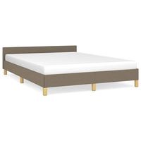 cama matrimonial  cama para adultos  estructura de cama con cabecero de tela gris taupe 140x190 cm