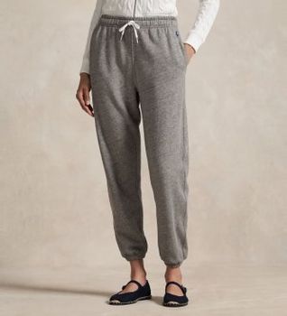 Polo Ralph Lauren para mujer. 211971694001 Pantalón de chándal de felpa con cordón gris (XXS), Casual, Deportivo, Algodón