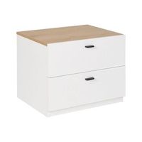 mesita de noche blanco madera clara mdf 2 cajones almacenamiento dormitorio escandinavo edison