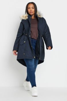 Yours Abrigo Parka Azul Marino Con Capucha , Mujer Curvy Y Tallas Grandes, Yours