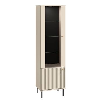 Vitrina 2 puertas con led cachemira melamina beige