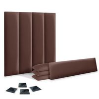 dhome juego de 8 paneles tapizados de polipiel premium pack autoadhesivos para pared acusticos absorbentes proteccion chocolate 60x20cm x8