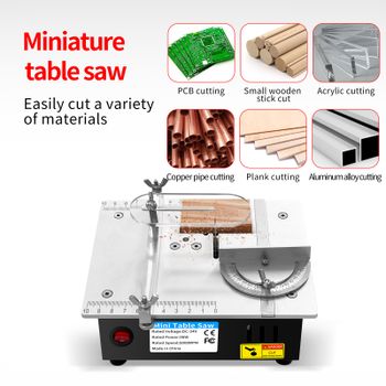 Sierra de mesa de precisión mini de 96W, DC24V, 5000 RPM, máquina de corte compacta para bricolaje, para madera, PCB, plástico y aluminio delgado